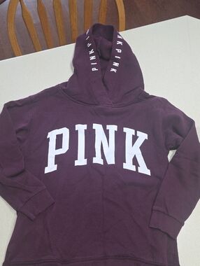 PINK Maroon Logo Hoodie. Purplish Victoria Secret Pink. Womens Xs